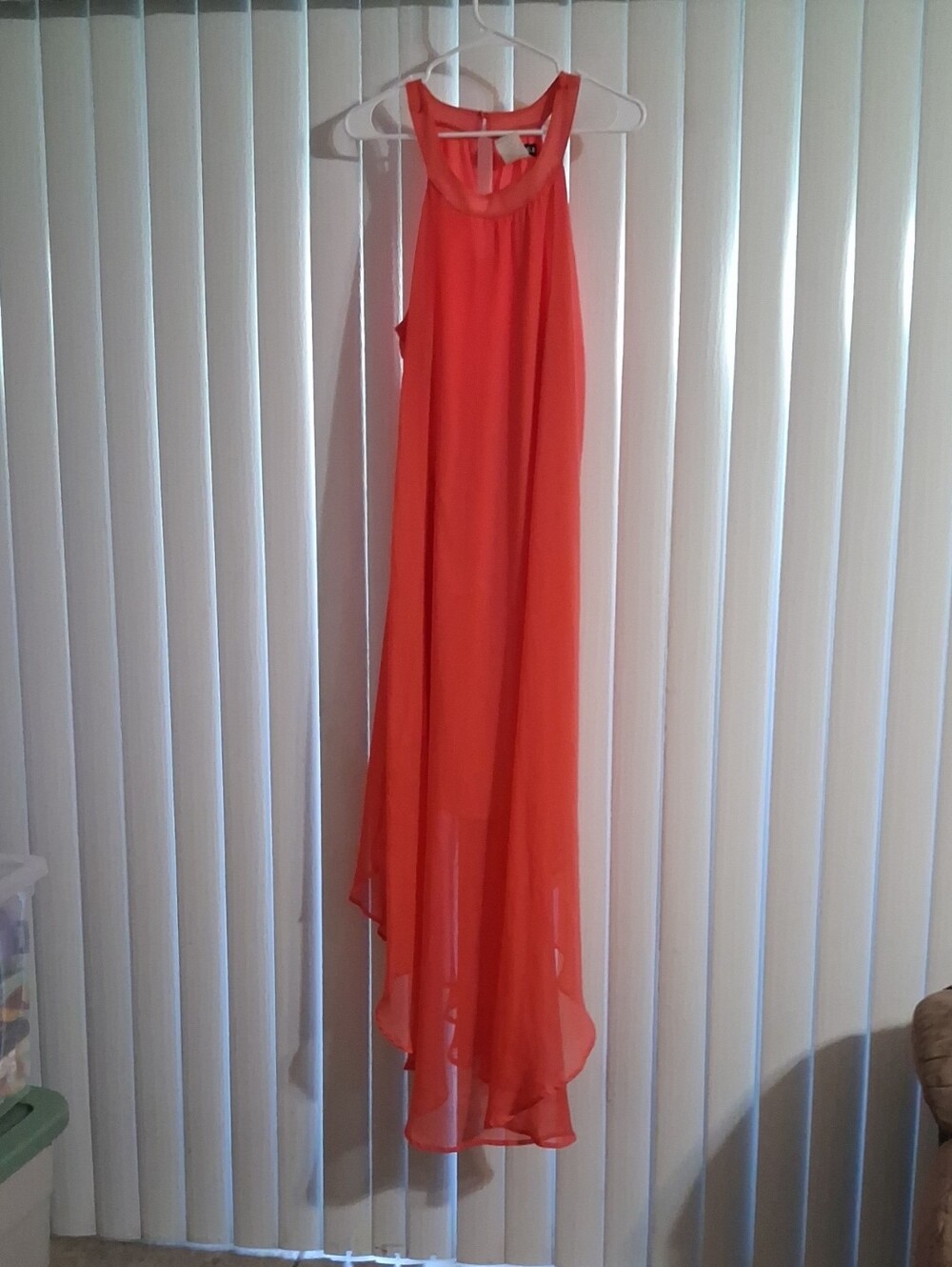 paper doll Coral-Orange Chiffon High-Low Dress
